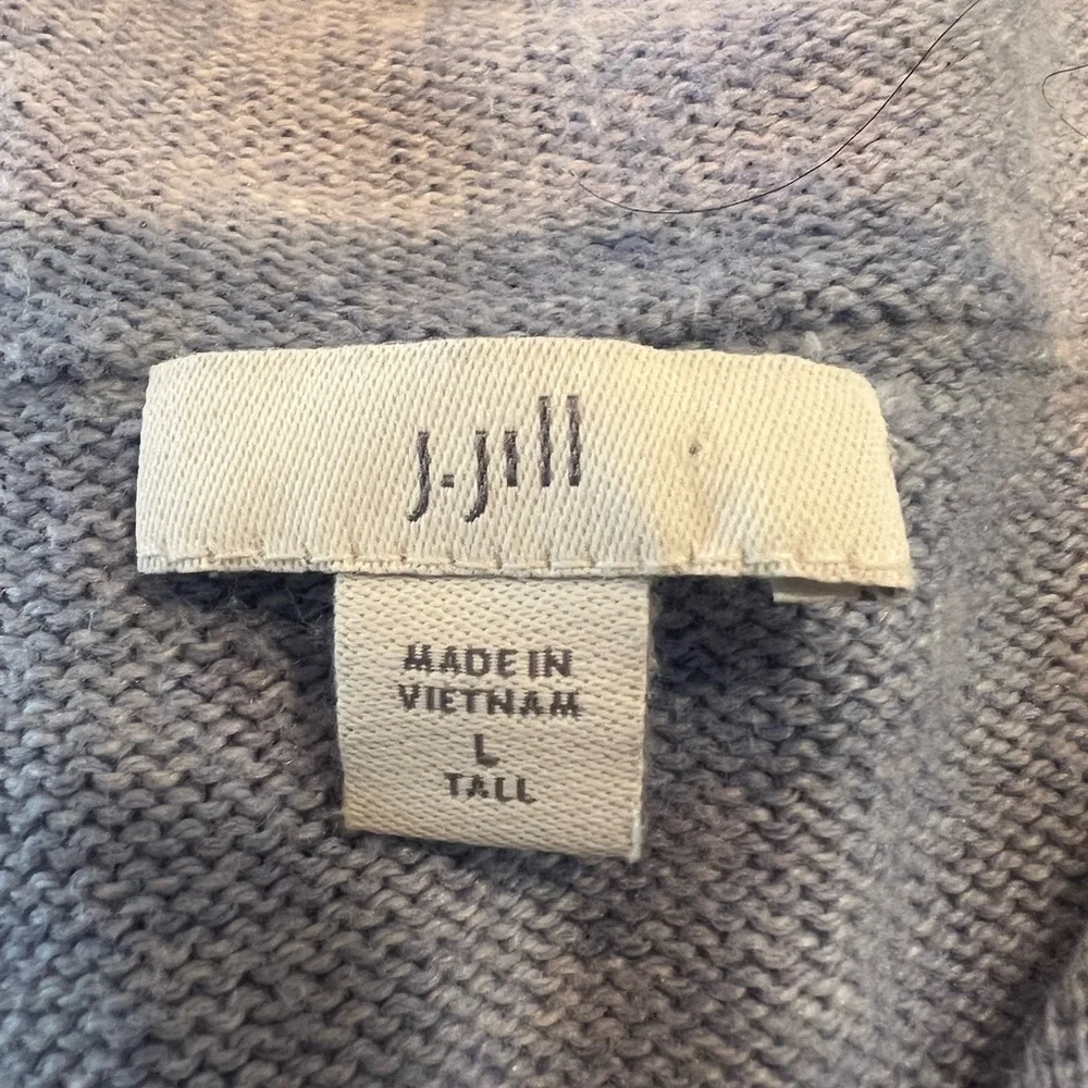 J JILL rainfall V-neck Dolman sleeve heather blue sweater, size large tall